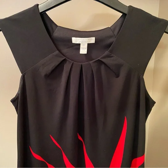 Red and black London Times Petites dress with cap sleeves size 8P - Picture 2 of 8